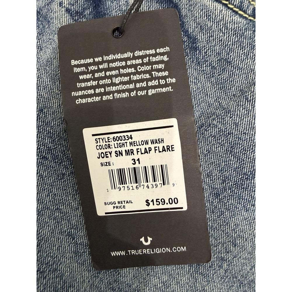 True Religion Joey Womens 31x32 Flare Flap Pkts Y2K Western Mid Rise Jeans NWT - Picture 8 of 8